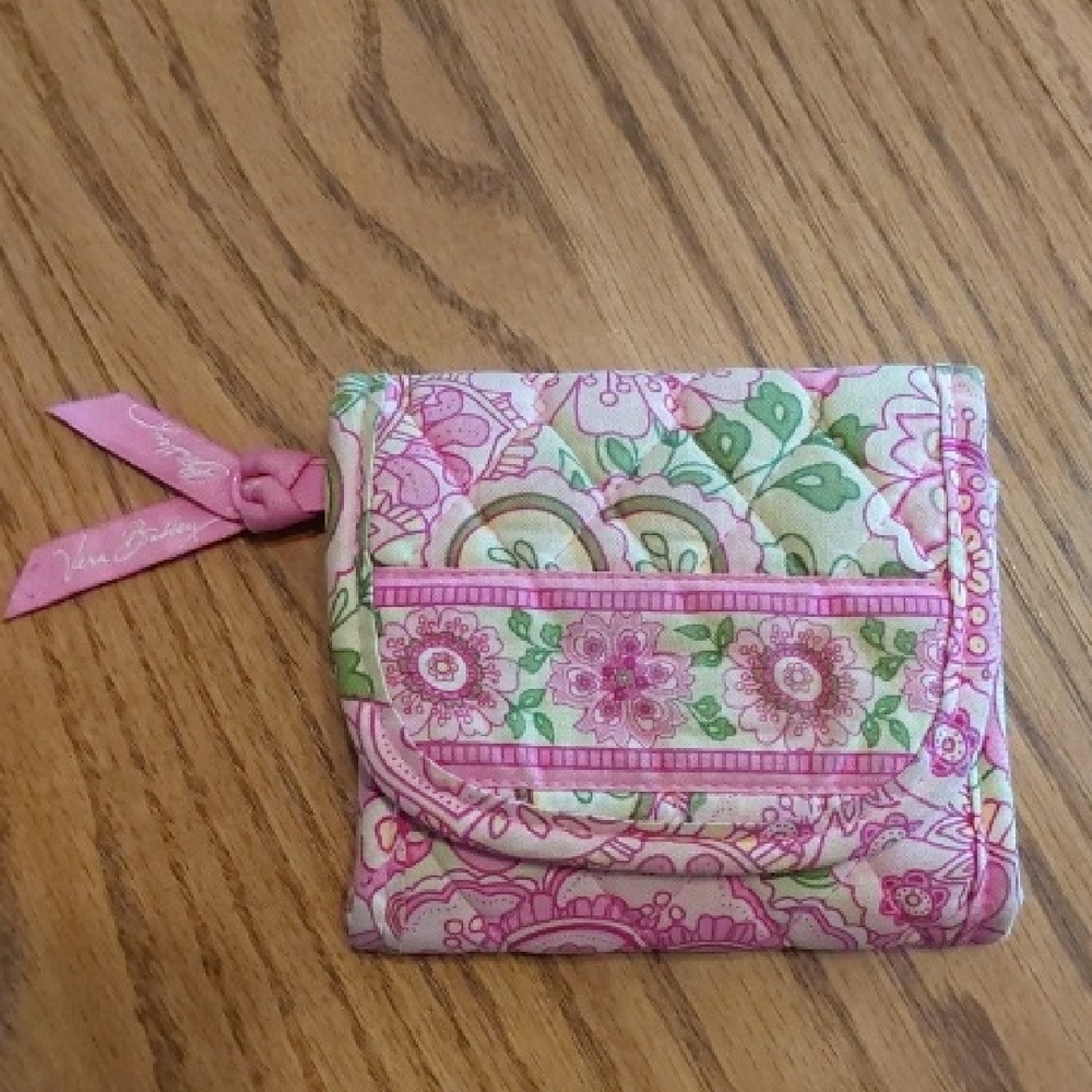 Vera Bradley Pink and Green Floral Pouch